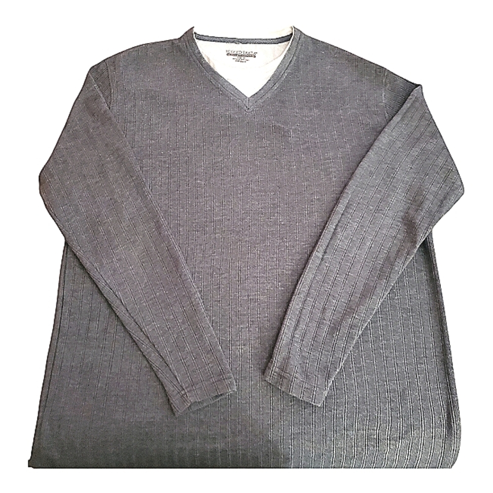 Rugged Trails Outdoor Adventure V-Neck Sweater Gray Size XL